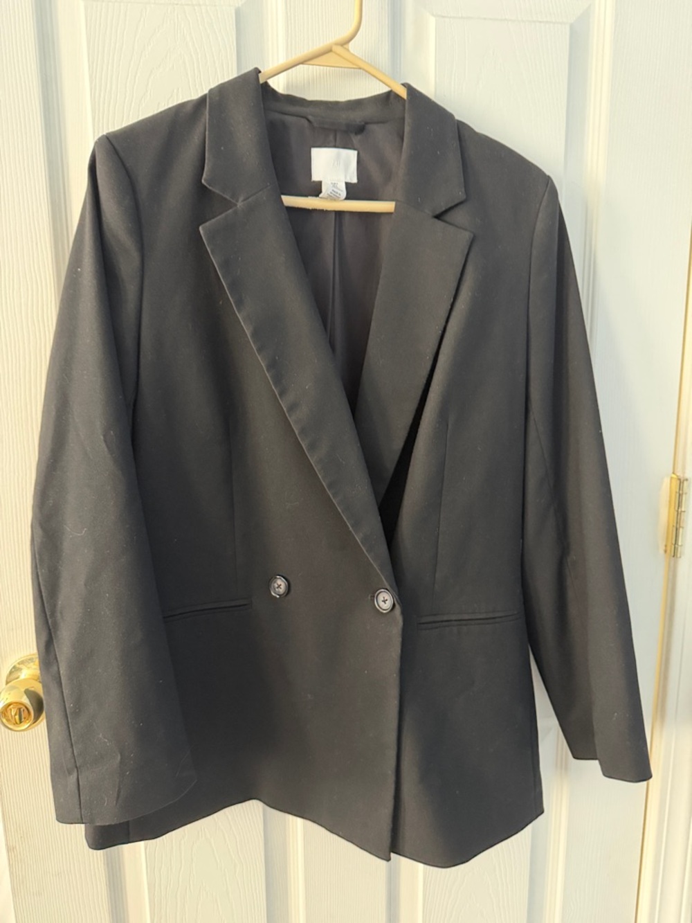 H&M Black Double-Breasted Women's Blazer sz sm o er sizes 90’s